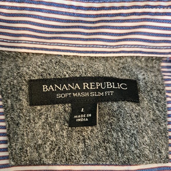 Banana Republic Soft Wash Slim Fit L men's long sleeve striped button down shirt - Picture 2 of 16